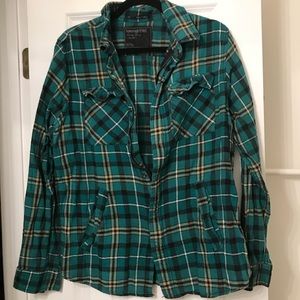 Heritage 1981 Green Plaid Zippered Flannel Shirt